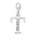 Handmade Personalised Letter T Clip On Charm with Rhinestones